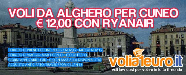 Voli da Alghero per Cuneo € 12,00 con Ryanair