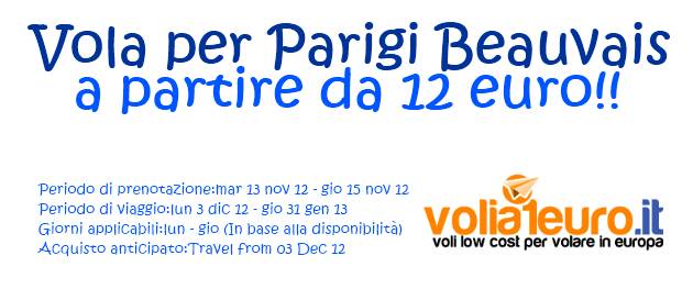 Vola per Parigi a soli 12 euro!