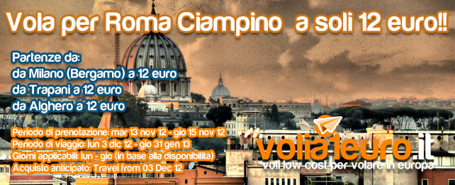 Vola per Roma Ciampino a soli 12 euro!!