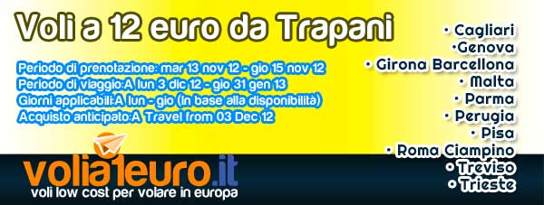 Voli a 12 euro da Trapani