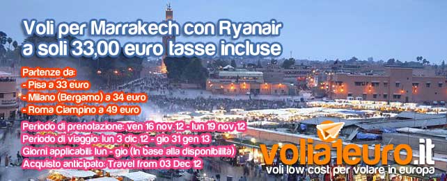 Voli per Marrakech a soli 33 euro