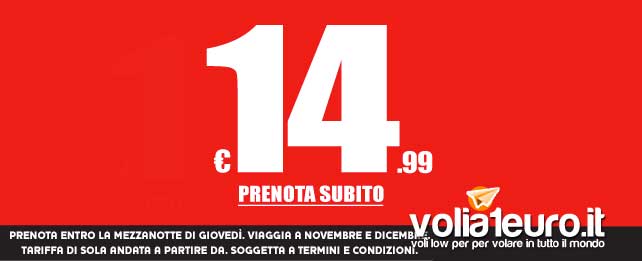 La nuova offerta Ryanair per Novembre e Dicembre