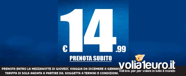 Offerta Ryanair per Dicembre e Gennaio e calendario di beneficienza