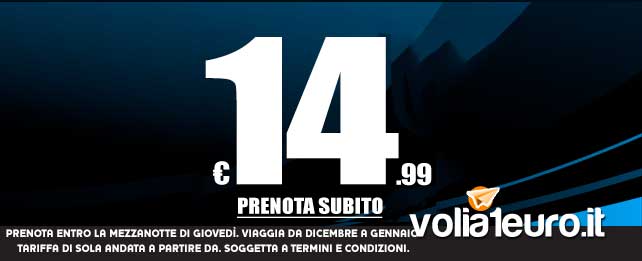 Volate in Italia e in Europa a Dicembre e Gennaio con Ryanair a partire da 14,99 euro