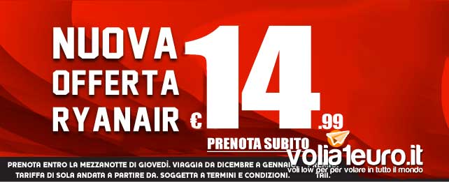 Nuova offerta Ryanair del martedì per volare a soli 14,99 euro