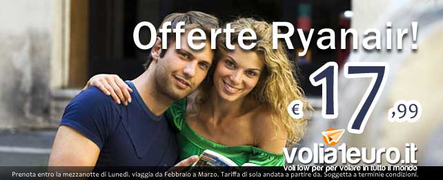 Vola a Febbraio e Marzo a partire da 17,99€ con Ryanair